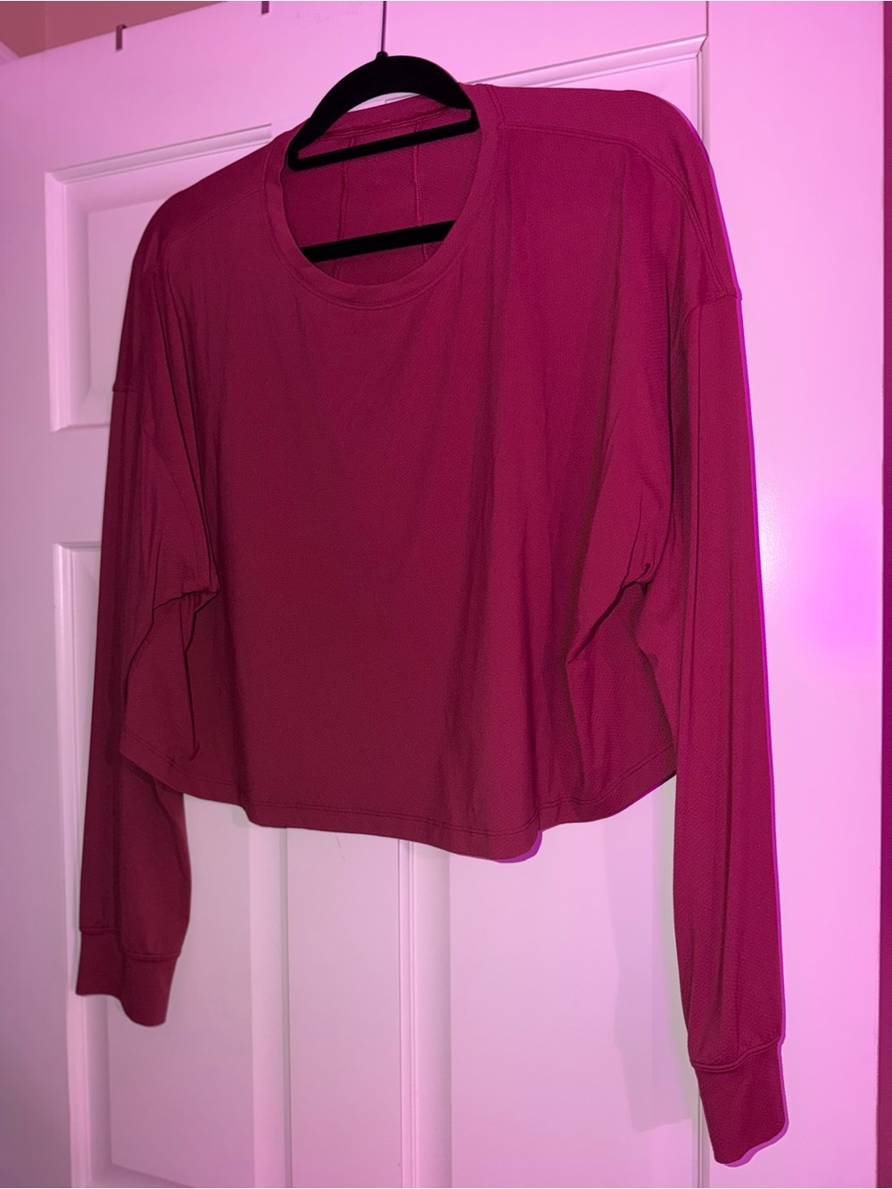 Lululemon Muscle Love Long Sleeve Shirt Crop Oversized Mulled Wine 10 LkNew